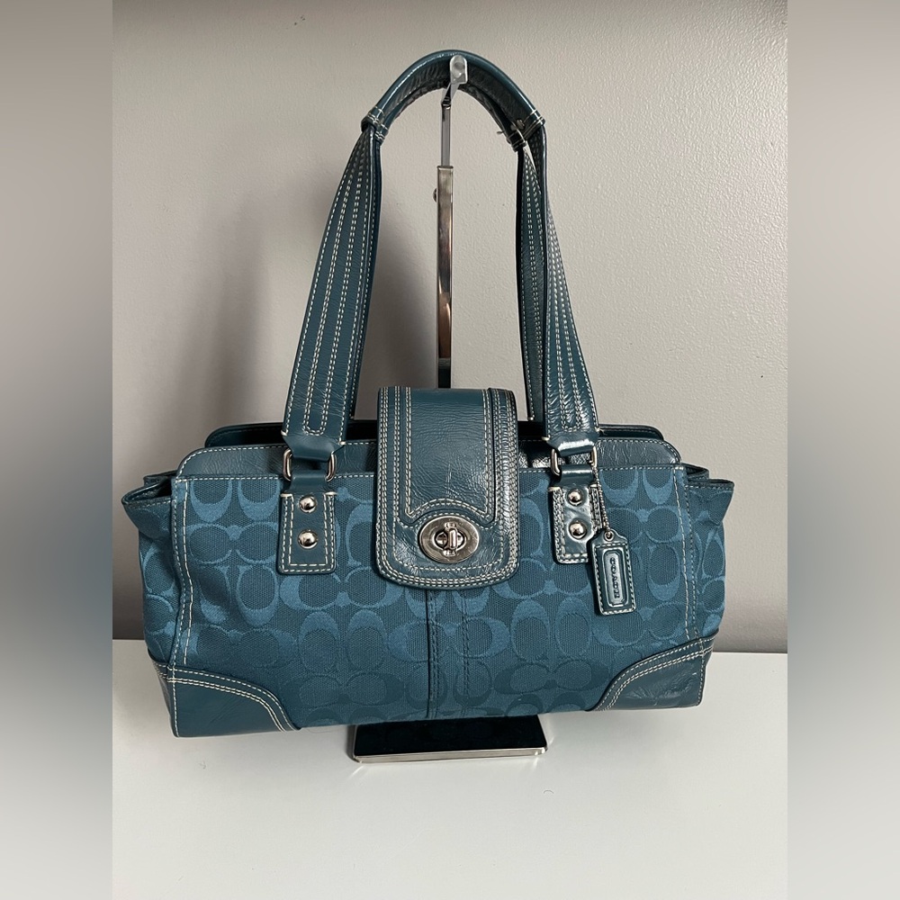 COACH Hampton Signature Carryall F13975 Ocean Blue
